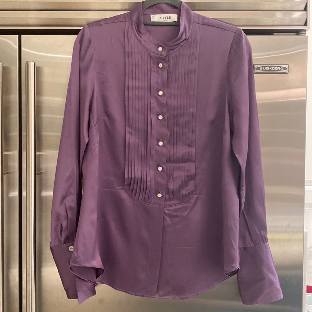 Style Paris of plum silk dress shirt